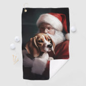 Beagle mit Weihnachtsmann Weihnachten Golfhandtuch (Insitu)