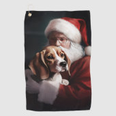 Beagle mit Weihnachtsmann Weihnachten Golfhandtuch (Vorderseite)