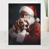 Beagle mit Weihnachtsmann Weihnachten Karte (Vorderseite)