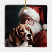 Beagle mit Weihnachtsmann Weihnachten Keramikornament (Rückseite)