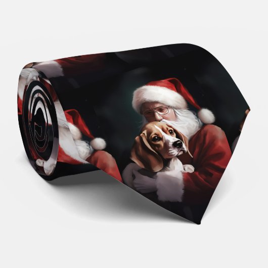 Beagle mit Weihnachtsmann Weihnachten Krawatte (Gerollt)