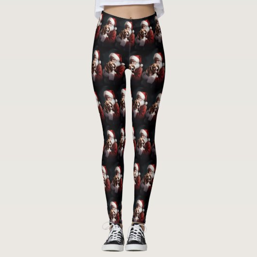 Beagle mit Weihnachtsmann Weihnachten Leggings (Vorderseite)