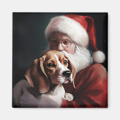 Beagle mit Weihnachtsmann Weihnachten Magnet (Vorne)