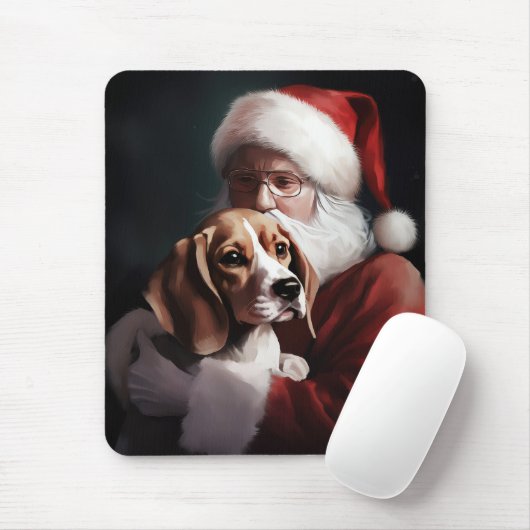 Beagle mit Weihnachtsmann Weihnachten Mousepad (Mit Mouse)