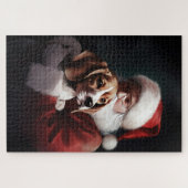 Beagle mit Weihnachtsmann Weihnachten Puzzle (Horizontal)