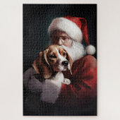 Beagle mit Weihnachtsmann Weihnachten Puzzle (Vertikal)