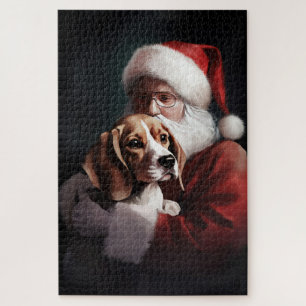 Beagle mit Weihnachtsmann Weihnachten Puzzle