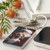 Beagle mit Weihnachtsmann Weihnachten Schlüsselanhänger (Vorderseite rechts)