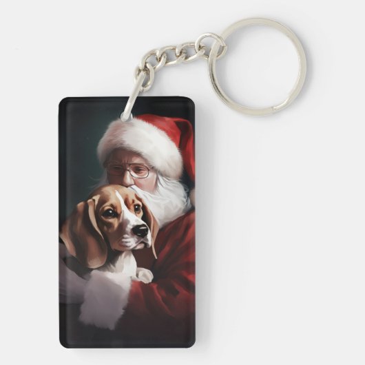 Beagle mit Weihnachtsmann Weihnachten Schlüsselanhänger (Rückseite)
