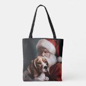 Beagle mit Weihnachtsmann Weihnachten Tasche (Rückseite)