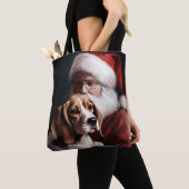Beagle mit Weihnachtsmann Weihnachten Tasche (Von Nahem)