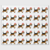 Beagle mit Weihnachtsmannmütze Geschenkpapier (Flach)