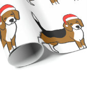 Beagle mit Weihnachtsmannmütze Geschenkpapier (Rolleneckpunkt)