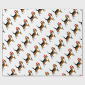 Beagle mit Weihnachtsmannmütze Geschenkpapier (Flach)