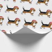 Beagle mit Weihnachtsmannmütze Geschenkpapier (Ecke)