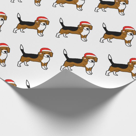 Beagle mit Weihnachtsmannmütze Geschenkpapier (Ecke)