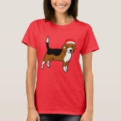 Beagle mit Weihnachtsmannmütze T-Shirt (Vorderseite)