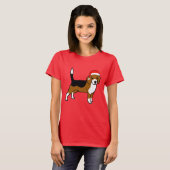 Beagle mit Weihnachtsmannmütze T-Shirt (Vorne ganz)