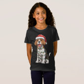 Beagle mit Weihnachtsmannmütze Weihnachten Beagle T-Shirt (Vorne ganz)