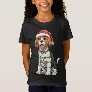 Beagle mit Weihnachtsmannmütze Weihnachten Beagle  T-Shirt