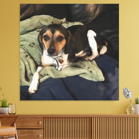 Beagle Mix Dog Digitale Kunst Leinwanddruck (Insitu (Wohnzimmer))