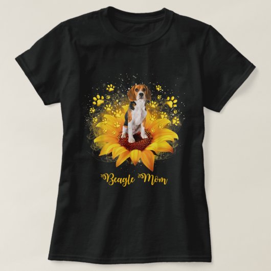 Beagle Mom Sunflower With Dog Paw Mother's Day  T-Shirt (Design vorne)