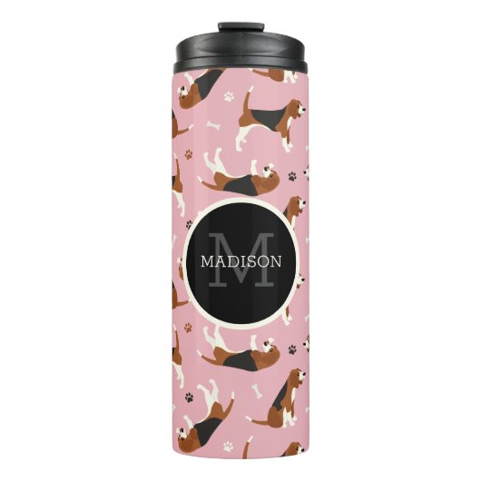Beagle Monogramm und Name Thermal Tumbler Thermosbecher (Vorderseite)