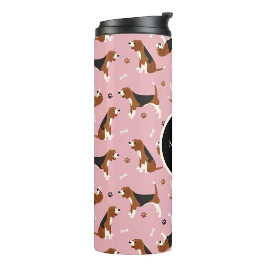 Beagle Monogramm und Name Thermal Tumbler Thermosbecher (Nach links gedreht)