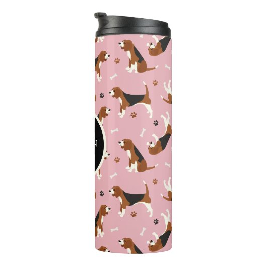 Beagle Monogramm und Name Thermal Tumbler Thermosbecher (Nach rechts gedreht)