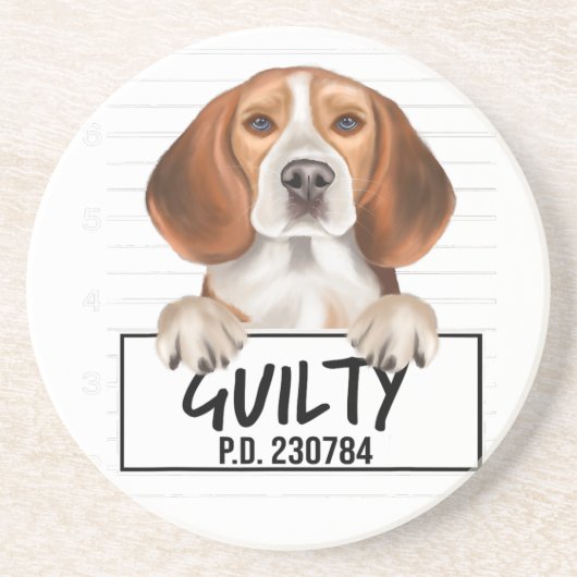 Beagle Mugshot Guilty Dog Getränkeuntersetzer (Vorne)