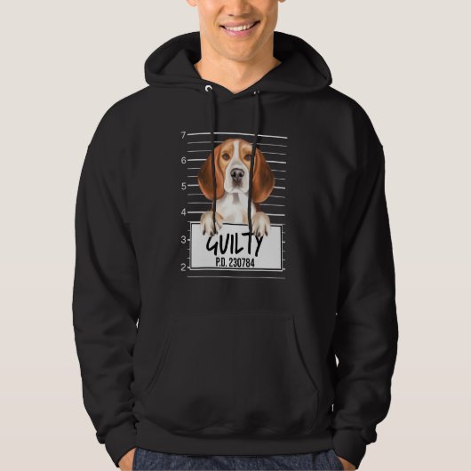 Beagle Mugshot Guilty Dog Hoodie (Vorderseite)