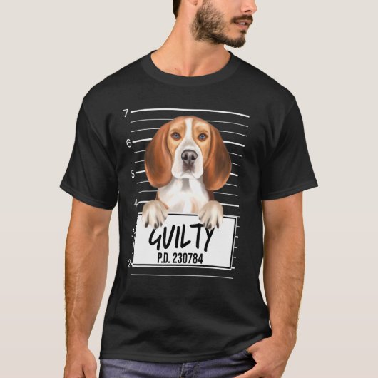 Beagle Mugshot Guilty Dog T-Shirt (Vorderseite)