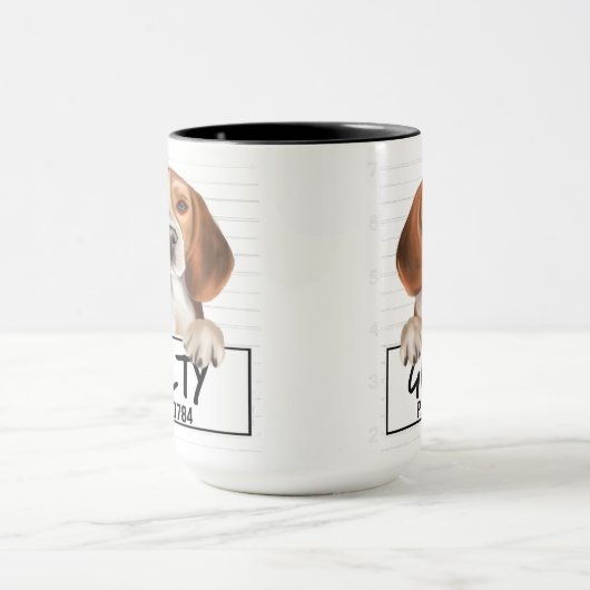 Beagle Mugshot Guilty Dog Tasse (Zentrum)