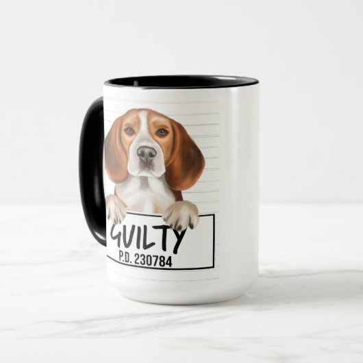 Beagle Mugshot Guilty Dog Tasse (Vorderseite Links)
