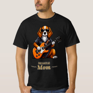 Beagle-Mutter Rockstar Gitarre Hund Geschenk T-Shirt