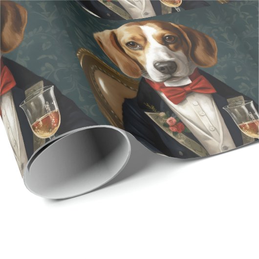 Beagle - Neujahr Geschenkpapier (Rolleneckpunkt)