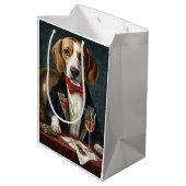 Beagle - Neujahr Mittlere Geschenktüte (Rückseite Schrägansicht)