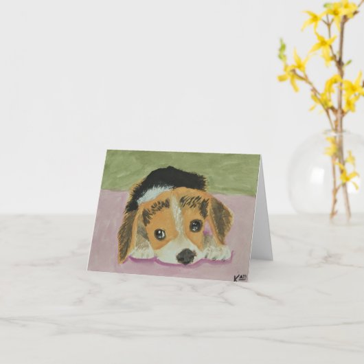 Beagle Notecards Karte (Gelbe Blume)