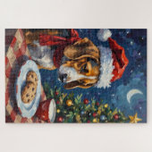 Beagle Nudging Santa's Christmas Cookies Hat Puzzle (Horizontal)