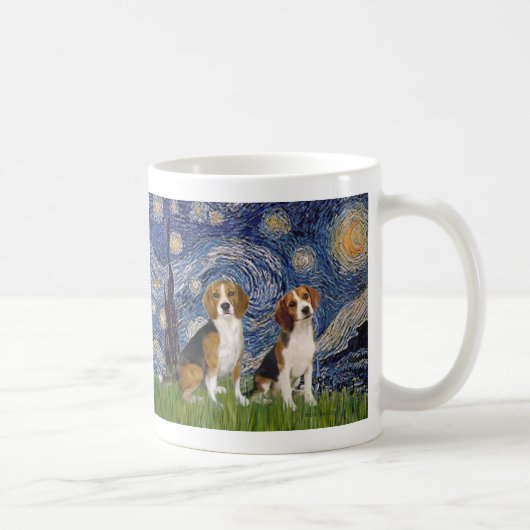 Beagle-Paar - Sternennacht Kaffeetasse (Rechts)