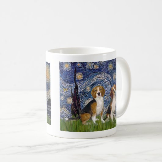 Beagle Pair - Starry Night Kaffeetasse (VorderseiteRechts)