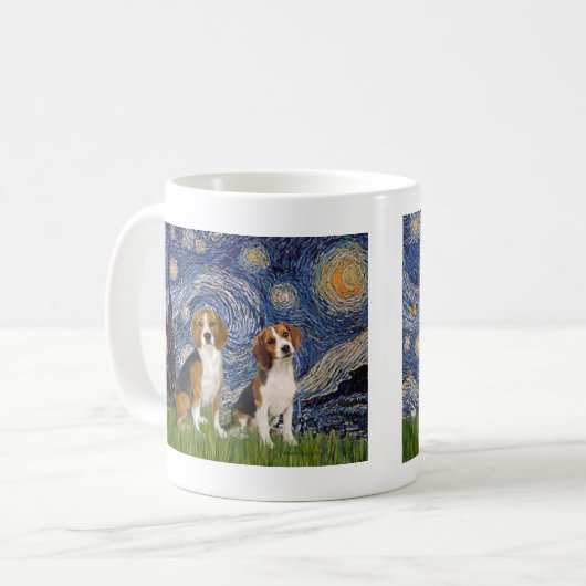 Beagle Pair - Starry Night Kaffeetasse (Vorderseite Links)
