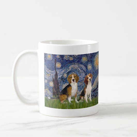 Beagle Pair - Starry Night Kaffeetasse (Links)