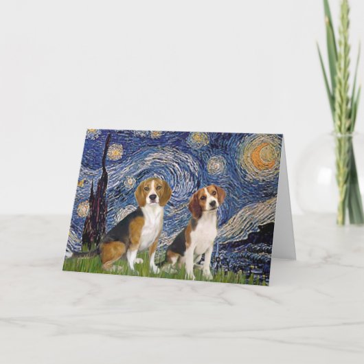 Beagle Pair - Starry Night Karte (Vorderseite)