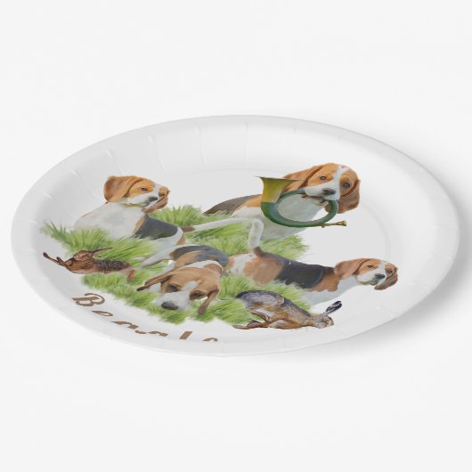 Beagle Pappteller (Schrägansicht)