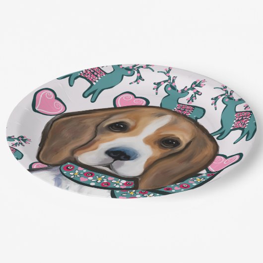 Beagle Pappteller (Schrägansicht)