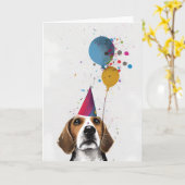 Beagle Party Grußkarte Karte (Gelbe Blume)