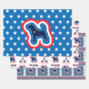 Beagle Patriotisch Rot Weiß Und Blau 4. Juli Geschenkpapier Set
