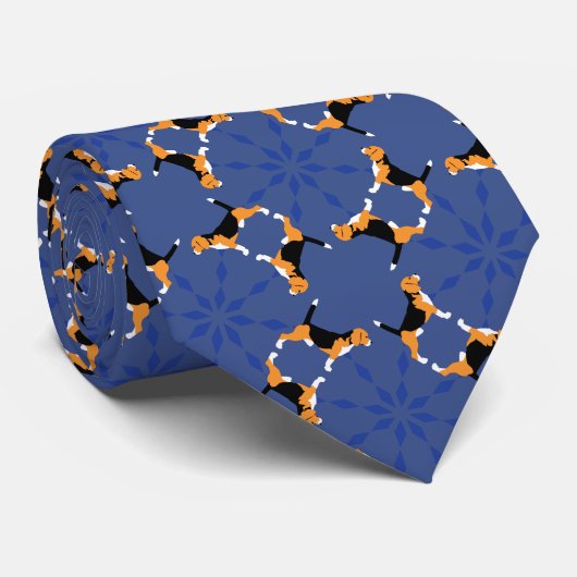Beagle Pattern blau Krawatte (Gerollt)