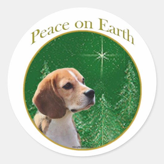Beagle Peace Runder Aufkleber (Vorderseite)